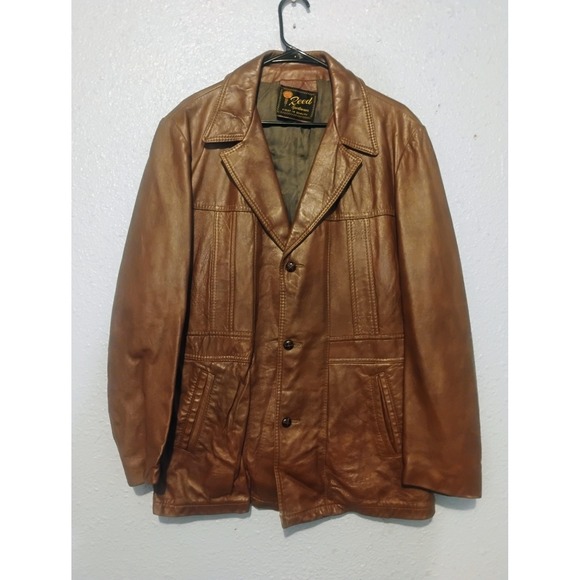 Vtg 70s Reed Leather Jacket Men's Sports‎ Coat Disco Donny Brasco Mod 42 Sharp